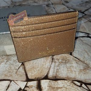 Shimmy Glitter Gabric Slim Card Holder Rose card holder Kate Spade New tags